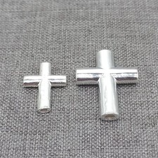 2 pièces de perles croix Jésus unies en argent sterling 925 pour collier