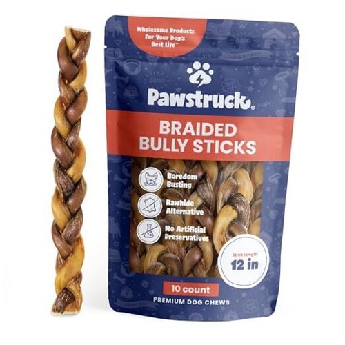 Natural 12” Braided Bully Sticks for Dogs - Tough 10 Count (Pack of 1) 12"