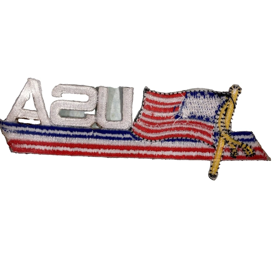 Vintage USA Patch Flag Patriotic Iron On Cloth Red White Blue Sewing Crafts 4.5" - Image 2 of 4
