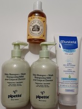 Baby Lot Mustela Baby 2-in-1 Cleansing Gel, Burt's Bee Baby Oil, Pipette Shampoo