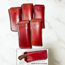 5 Pack -  5 inch Red Leather Knife Sheath Handmade Vertical Holster Belt Loop