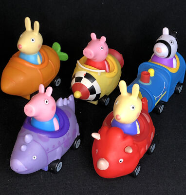 Peppa pig figures in vehicles 2003 5 different styles Toy Lots Zebra George...
