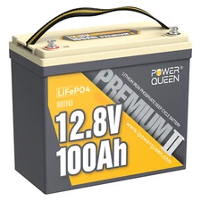 Power Queen 12V 100Ah Mini Light LiFePO4 Lithium Battery For RV Boat-refurbished
