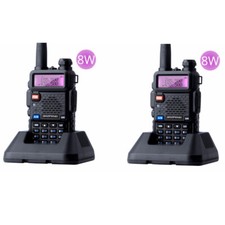 2PCS Baofeng UV-5R Real 8W WalkieTalkie 136-174/400-520MHz VHF/UHF Two-way Radio