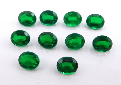 Lab Created Doublet Emerald Oval Cut Lot Loose Jewelry Gemstone 10X12 MM P-1499 - Picture 3 of 4