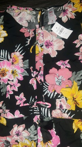 Girls justice lace up romper size 8 new black tropical floral - Picture 3 of 4