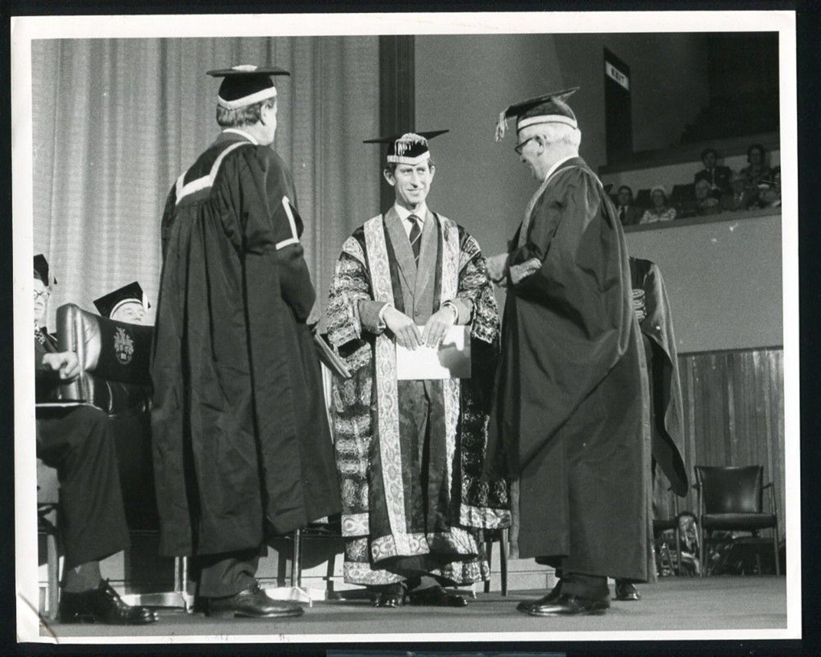 TWO ORIGINAL FINE PRESS PHOTOS PRINCE CHARLES ABERYSTWYTH