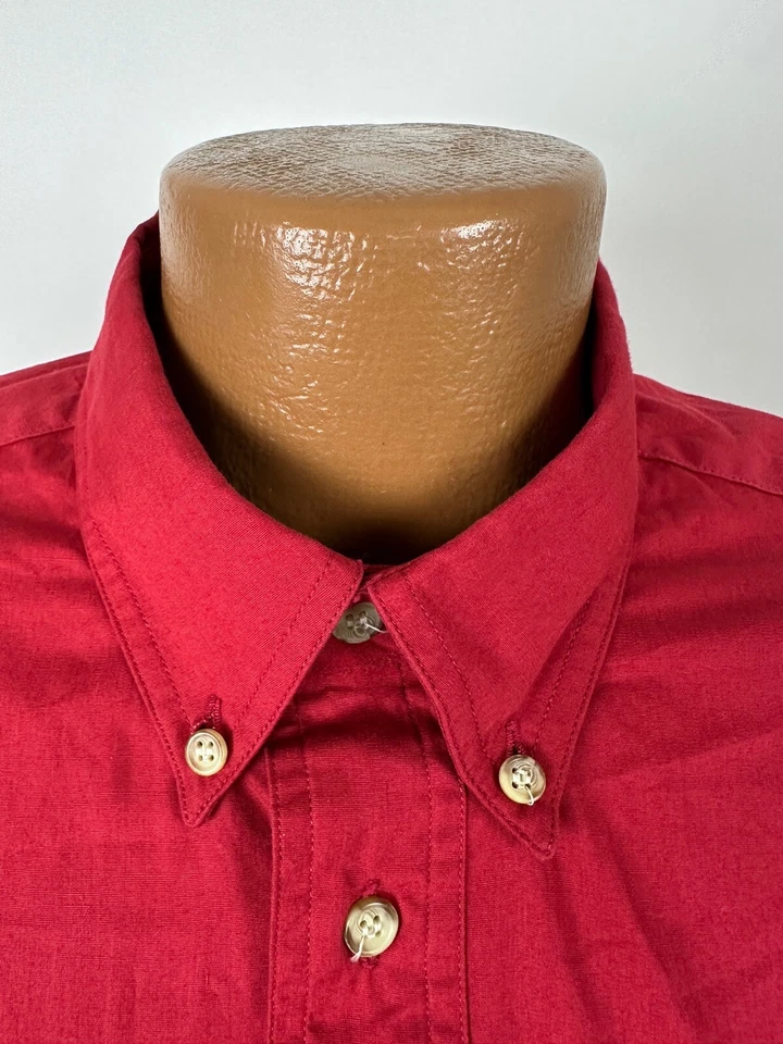 复古 90 年代 Boston Trader 衬衫男式大号红色长袖纽扣棉全新带标签 — 第 4/4 张图片