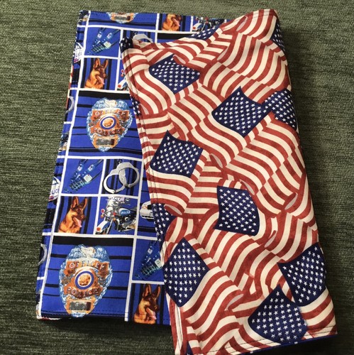 Handmade Reversible Placemats (4) Police Officer Policeman & American Flags - Picture 10 of 10
