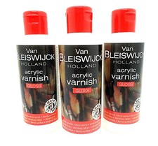 Acryllack Firnis Varnish Lack Klarlack gl&auml;nzend Wasserbasis transparent 3 x 80ml