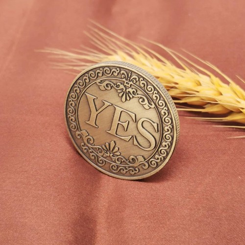 YES / NO Coin Make Decision Badge Double Sided Embossed Plating Collection Gift - Picture 7 of 8