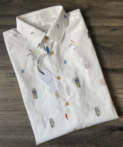 PAUL SMITH SOHO FIT HEMD SCHNEIDEREI IKONEN DRUCK GRÖSSE 16,5 EINZELHANDEL NEU MIT ETIKETT