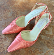 COLORIFFIC WOMEN'S GODIVA SATIN SLINGBACK HEELS POINTED TOE CORAL SZ 8.5 READ 