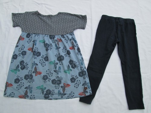 ❤ TEA girls butterfly floral dress GAP leggings 4 5 XS blue navy cotton - Picture 3 of 12