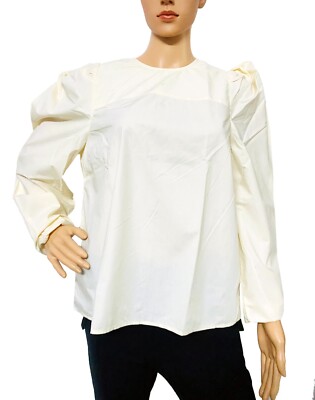 Ulla Johnson Damen Freizeit Baumwolle Lang Puffärmeln Zipper Bluse Tunika M 6