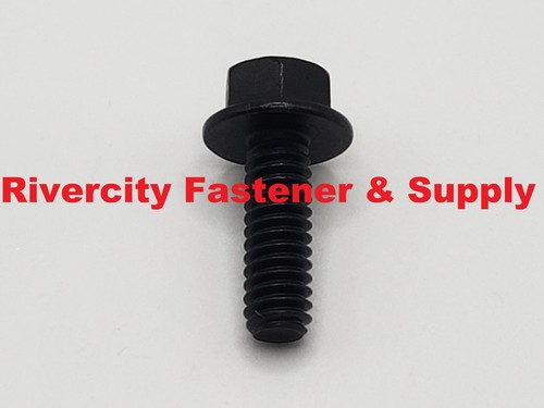 1/4-20 x 3/8 Flanged Hex Head Bolts Flange Hexagon Screws, Stainless Steel A2, DIN 6921, 25 PCS, Black