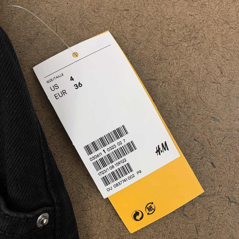 Pantalones Cortos H&M Para Mujer Talla 4 Negros Tiro Alto Elásticos Cintura Cintura Cinturón Nuevos con Etiquetas Foto 2 de 4