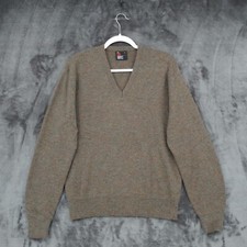 Robert Bruce Sweater USA Union Made Brown Orlon Acrylic VNeck Large Pullover