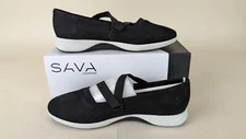 Sava Haely Mary Jane Flats Shoes Womens 7 Wide Black Leather Perforated NWB