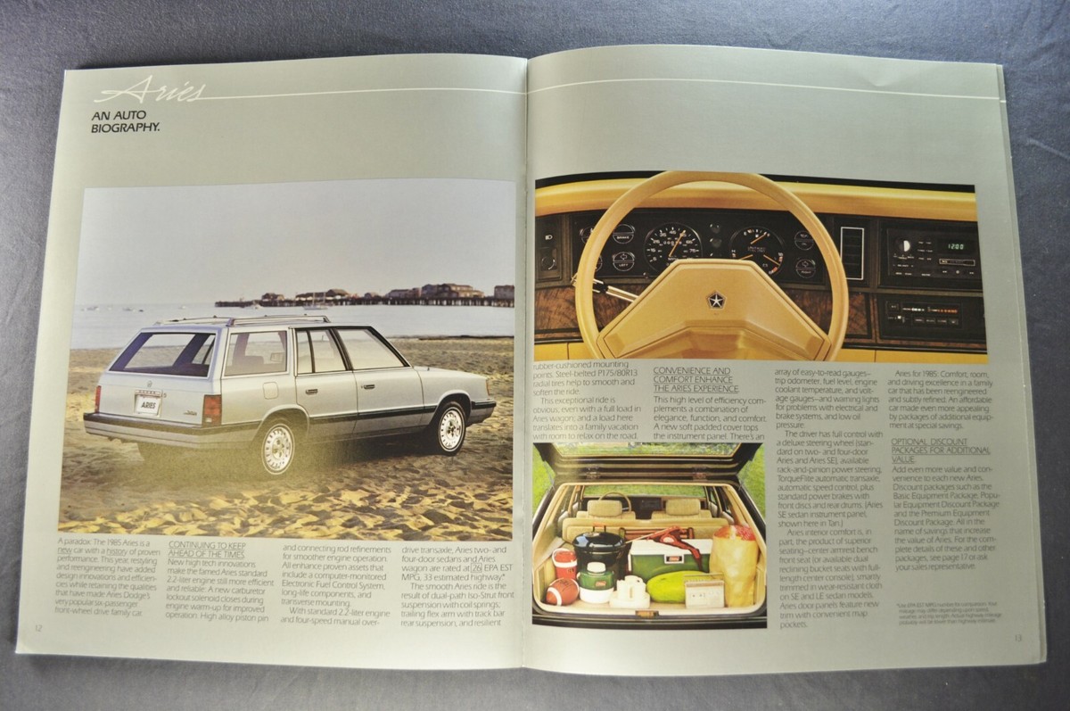 1985 Dodge Aries Catalog Brochure SE Sedan Wagon Excellent