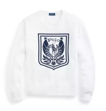 NWT Polo Ralph Lauren WHITE VINTAGE CREST LOGO Cotton Knit Sweater size XL