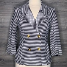 CAbi Striped Nautical Double Breasted Blazer