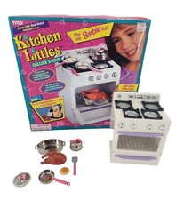 Vintage 1996 Tyco Kitchen Littles Deluxe Stove Barbie Oven Sounds Food Box Works