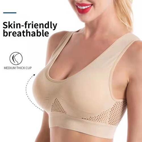 Womens Sport Bras Seamless Wire Free Weight Support Tank Sports Yoga Sleep Bra - Picture 6 of 27