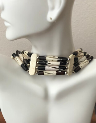 Native American Indian Tribal Buffalo Bone Choker Necklace