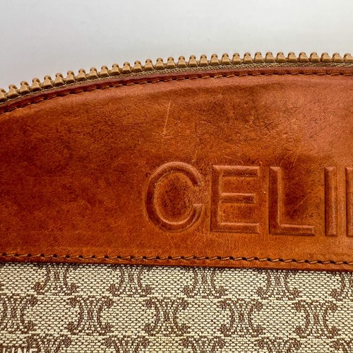 CELINE Macadam Clutch Bag PVC Leather Beige Brown Purse Vintage Authentic - Picture 20 of 21