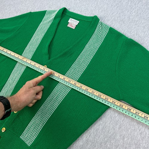 Vintage Strickjacke Pullover Herren M grün gestreift Alfred New York Orlon Acryl 60er - Bild 8 von 10