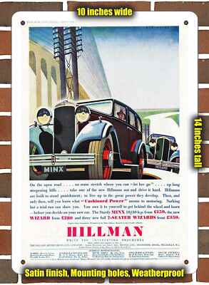 Metal Sign - 1933 Hillman Minx and Wizard- 10x14 inches