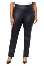 DG2 by Diane Gilman Women's Coated Knit Slim Pant Black