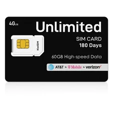 Unlimited Data SIM Card 180 Days 60GB High-Speed (256kbps After)