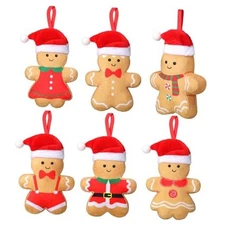 6 Pcs Mini Plush Christmas Gingerbread Man Ornaments for Gingerbread Man Style