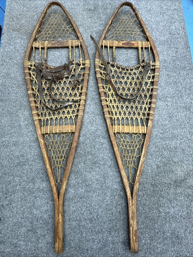 Vintage Oxford Snow Shoes Leather Bindings Home Decor No.50 12x42 Free Shipping