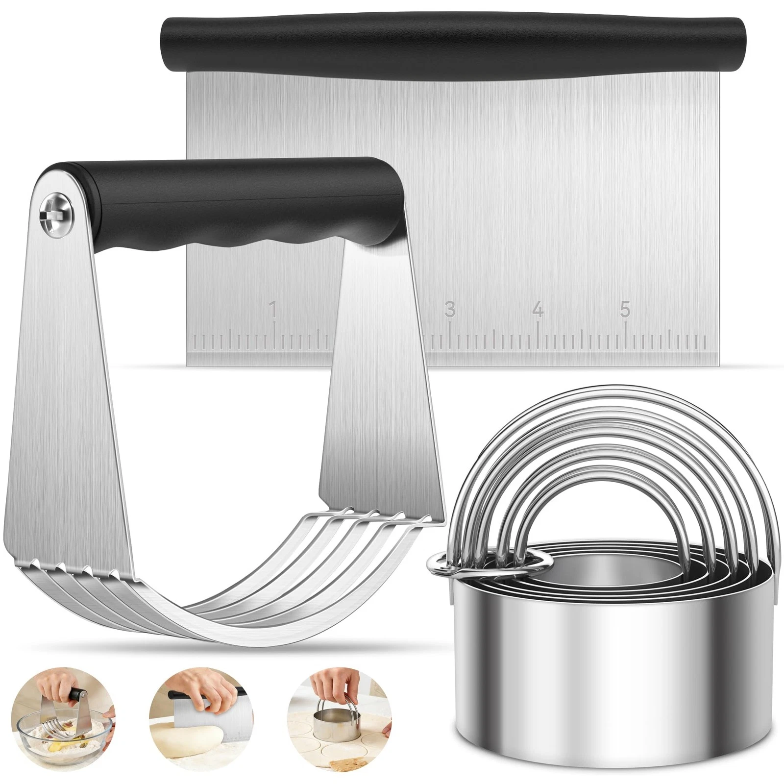 Biscuit Cutter Set, Stainless Steel Round Cookie Cutter with Bench Scraper & ...
Opens in a new wind