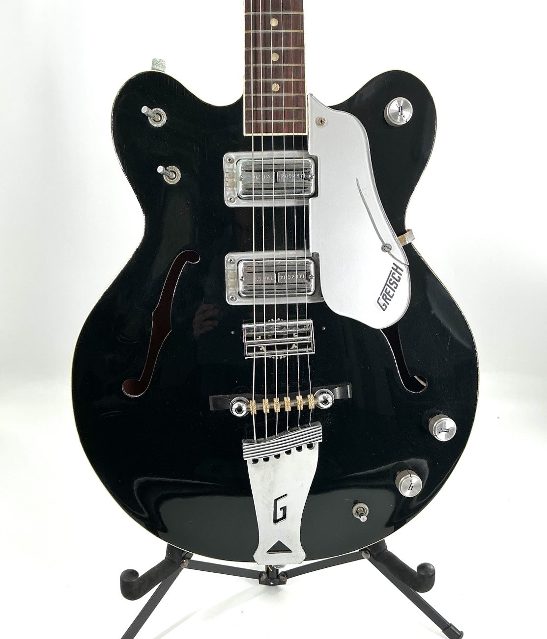 1968 Gretsch Blackhawk 6101 Vintage Black Hollow Body Electric Guitar W /  Case