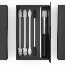 Reusable Silicone Swabs Kit with Case 4 Reusable Ear & Makeup Swabs Black Set