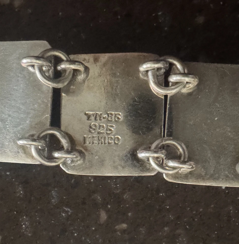Vintage 7" Mexico 925 Sterling Silber Multi-Stein Inlay Armband, WUNDERSCHÖN! - Bild 2 von 3