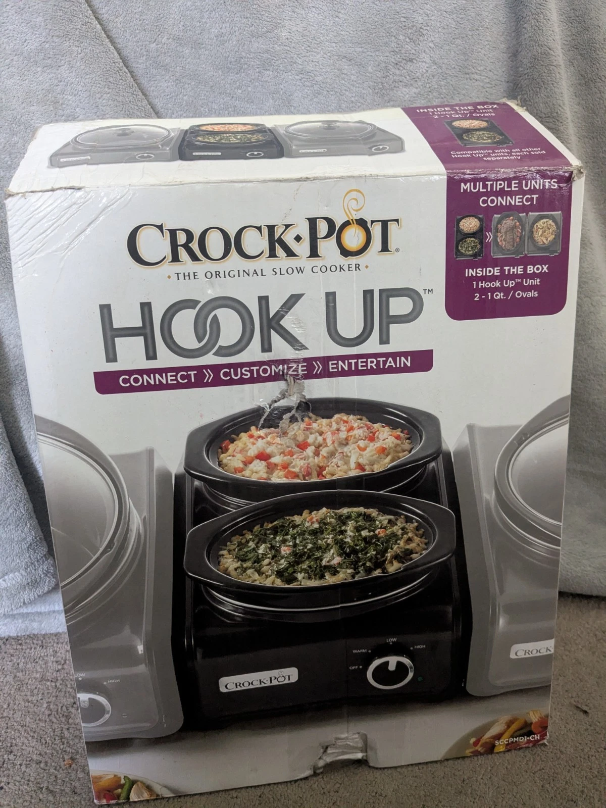Crock Pot Hook-Up 2-1 Qt Ovals Slow Cooker Connectable