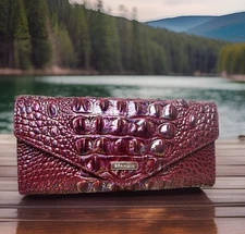 BRAHMIN VERONICA SANGRIA MELBOURNE WINE RED IRIDESCENT LEATHER ENVELOPE WALLET