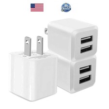 USB Wall Charger Dual Port Cube Power Adapter Charger Plug Block Charging Box