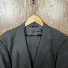 Jos A Bank 2 Piece Suit Mens 42R 38x31 Brown Plaid Windowpane Wool Two Buttons
