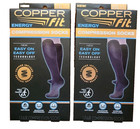 Lot of 2 Copper Fit Energy Compression Socks Unisex Black, L/XL M 9-1 2/ W 10-13