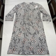 Miss Elaine Lux Fleece Zip Front Robe Petite Large Gray With Peach NWT