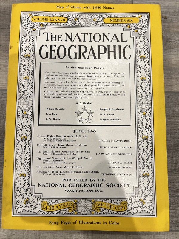 1945 National Geographic Magazines Complete Year Full Set - WW2