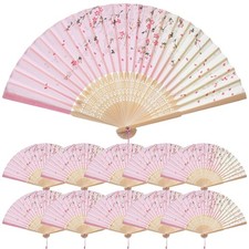 10 Pieces Handheld Fans, Silk Folding Fans, Floral Folding Fans for Birthday,...