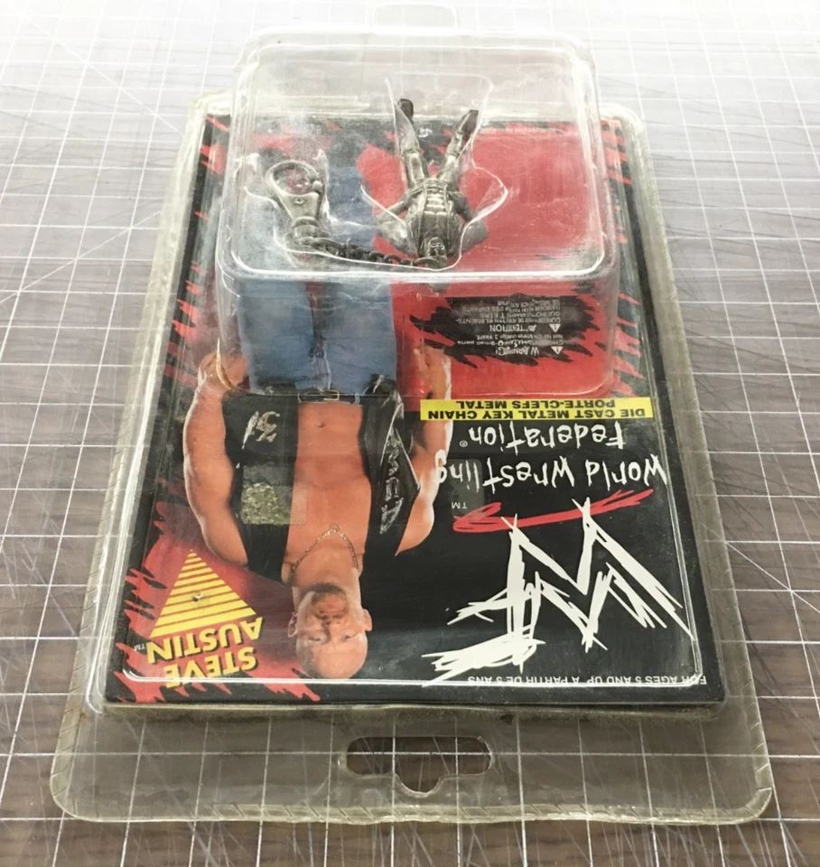 WWF Stone Cold Steve Austin Die Cast Metal Figure Keychain Playco Toys, 1998 NIP - Image 4 of 4