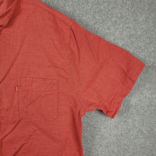 Levis Button Up Shirt Mens XL Short Sleeve Red Solid Flecked - Picture 2 of 10